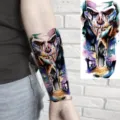 Waterproof temporary tattoo sticker watercolor skull grim reaper design for arm and leg body art - WZ010 / 19.5x9.5cm