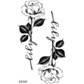 Adesivo per tatuaggio rosa in bianco e nero con linea floreale e testo lily per il corpo. - SS328