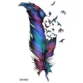 Colorful gradient feather turning into birds temporary tattoo sticker for body art SW469 - SW469