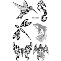 Hoja de calcomania tatuaje temporal tribal negro disenio animal arte corporal decoracion piel - Mezcla de Totem Multi-Animal(SS1252)