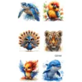 Adesivi per tatuaggi a trasferimento d'acqua con simpatici animali ad acquerello come la tigre. - CD144 / 12x6.8cm