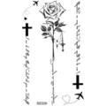 Adesivo per tatuaggio temporaneo con croce di rosa nera impermeabile body art minimalista - SS329