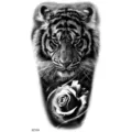 Adesivo per tatuaggio temporaneo con tigre e rosa in bianco e nero per braccio o gamba. - XZ104 (Tigre Rosa)