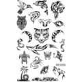 Hoja de pegatinas de tatuaje temporal tribal en blanco y negro, diseños geniales para cuello. - Mezcla de Bestias y Escorpión(SS1253)