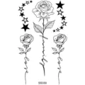 adesivo tatuaggio temporaneo rosa stella corpo arte linea nera design alla moda - SS330