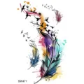 Colorful watercolor feather flying birds temporary tattoo sticker for stylish body art - SW471