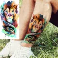 Waterproof watercolor lion eye temporary tattoo sticker for arm and leg daily fashion body art. - WZ012 / 19.5x9.5cm