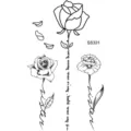 Adesivo tatuaggio temporaneo rosa nera arte floreale per mano collo impermeabile. - SS331