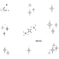 Tatuaje temporal minimalista negro para dedo calcomanía estrella luna linda. - HA163 / 8x8cm