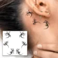 Dragon temporary tattoo sticker for ear neck body art waterproof black ink design chic - Ink Dragon Shape (HA077) / 8x8cm