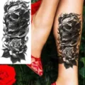 Dark Skull Rose Temporary Tattoo Sticker for Arm and Leg Halloween Body Art Decor - Skull Rose(NZ041)