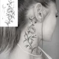 Black white flower neck tattoo sticker temporary transfer floral moon geometric design art - HL111 / 12x8cm