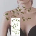 Leaf vine temporary tattoo sticker for shoulder and collarbone, botanical body art design. - Rose Flower Style (NZ1315)