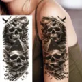 Halloween dark skull pharaoh pyramid tattoo sticker, waterproof body art for arm leg. - Pharaoh Skull(NZ044)