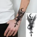 Tijdelijke tattoo sticker zwart wit realistische krijger ontwerp voor hand en arm - FO241 / 15x7CM
