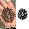 Lion Crown Temporary Tattoo Sticker Geometric Tribal Animal Hand Body Art Transfer - HA065