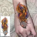 Autocollant de tatouage temporaire étanche motif phénix boussole aquarelle pour la main. - Phénix Boussole(FO416) / 15x7CM