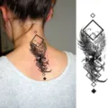 Waterdichte tijdelijke tattoo sticker zwart realistische geometrische feniks kunst - FO242 / 15x7CM