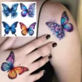 Waterproof butterfly rose tattoo stickers, temporary fake body art for hand and shoulder. - HA204 / 8x8cm
