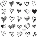 Set de tatuajes temporales de corazones negros minimalistas, diseño lindo dibujado a mano. - HA210 / 8x8cm