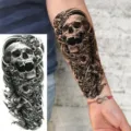 Halloween dark skull temporary tattoo sticker for arm and leg gothic body art decor - Gothic Skull(NZ047)