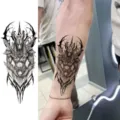 Zwart-wit realistische Anubis krijger tijdelijke tattoo sticker arm lichaam art transfer - FO243 / 15x7CM