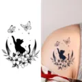Cute Black Cat Moon Butterfly Temporary Tattoo Sticker Waterproof Fake Tattoo Decal - HA068