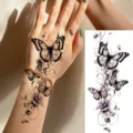 Waterproof butterfly temporary tattoo sticker elegant floral body art for hand and wrist - Butterfly Vine Style (FO012) / 15x7CM