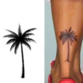 Black palm tree temporary tattoo sticker, realistic tropical plant body art design variant. - Tropical Palm Tree (HA110) / 8x8cm