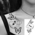 Temporary tattoo sticker black butterfly crescent moon body art waterproof fake tattoo for women - HL115 / 12x8cm
