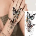 Temporary butterfly floral tattoo sticker for hand and foot body art waterproof transfer - Butterfly Floral Style (FO013) / 15x7CM