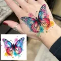 Waterproof colorful watercolor butterfly temporary tattoo sticker for hand and body art decor - HA207 / 8x8cm