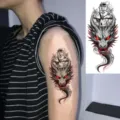 Waterdichte tijdelijke tatoeage-sticker met realistisch draken- en klokontwerp voor arm. - FO245 / 15x7CM