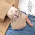 Temporary tattoo sticker featuring whale tail and shell design for hand and neck art. - HL116 / 12x8cm