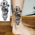 Zwart-witte AnubisTijdelijke tattoo sticker, realistische Egyptische god lichaamskunst. - FO246 / 15x7CM