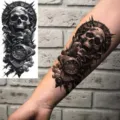 Skull Tattoo Sticker Arm Calf Dark Gothic Style Halloween Waterproof Temporary Tattoo - Skull Smoke Cross(NZ051)