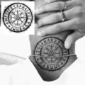 Norse runic compass tattoo sticker, black waterproof body art for men and women, stylish. - Rune Compass (HA115) / 8x8cm