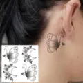 Temporary butterfly floral tattoo sticker for hand and ear variant style design beauty - HA214 / 8x8cm