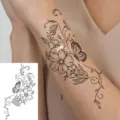 Black and white floral butterfly temporary tattoo sticker for arm body art fashion decoration. - HL120 / 12x8cm