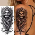 Halloween dark skull snake temporary tattoo sticker waterproof gothic body art for arms and legs. - Mandala Skull Snake(NZ054)