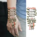 Wateroverdracht tattoo sticker met duif kruis en motiverende tekst voor hand en arm. - FO254 / 15x7CM