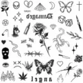 Pegatinas de tatuaje temporal en blanco y negro hoja de tatuaje falso impermeable - HA241 / 8x8cm
