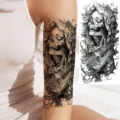 Halloween gothic skull temporary tattoo sticker for arm leg body art waterproof body makeup - Skull Rose(NZ055)