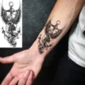 Waterdichte tijdelijke tattoo sticker voor man vrouw, realistisch adelaar anker schedel. - FO259 / 15x7CM