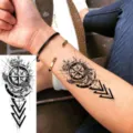 Pegatina de tatuaje de brújula de boceto en blanco y negro, adhesivo de transferencia de brazo. - 15x7CM / Estilo FO260