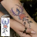 Autocollant de tatouage imperméable phénix lotus aquarelle pour bras main jambe. - Phénix Lotus Aquarelle(FO516) / 15x7CM
