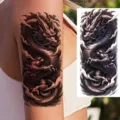 Adesivo tatuaggio drago realistico nero temporaneo braccio variante arte corporea cool - NZ176 / 19.8x9.6CM