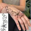 Floral temporary tattoo sticker for hand and body, elegant vine design body art transfer. - Lily Vine Style (FO040) / 15x7CM