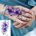 Water transfer purple flower temporary tattoo sticker for hand body art fashion decor. - HL122 / 12x8cm