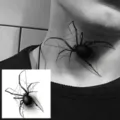 Temporary spider tattoo sticker for body art, waterproof dark style gothic neck sticker variant. - HA119